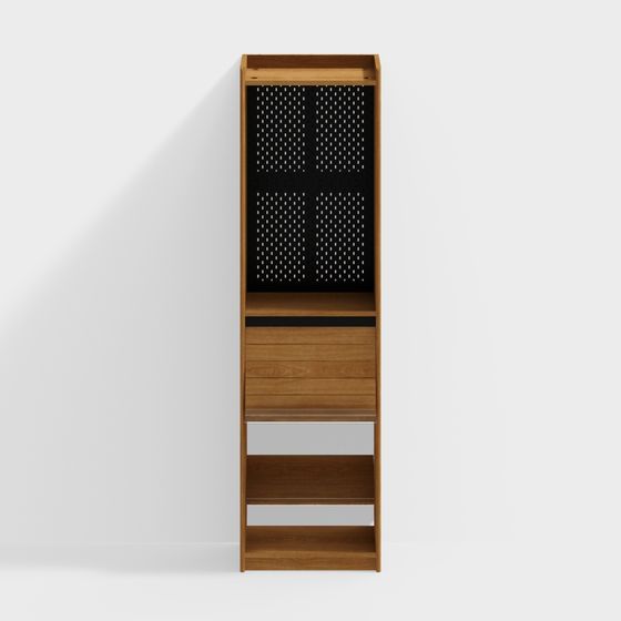 チェリー材 多機能木製ブックシェルフ 有孔ボード幅600