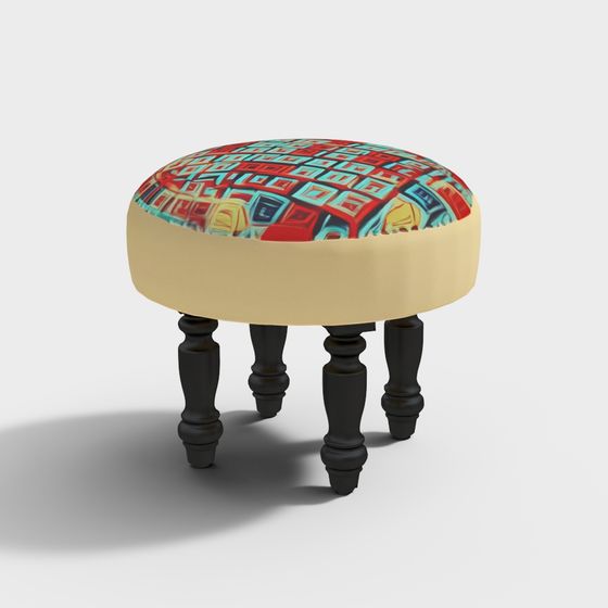 Vibrant Round Stool 3D model for Modern Design
