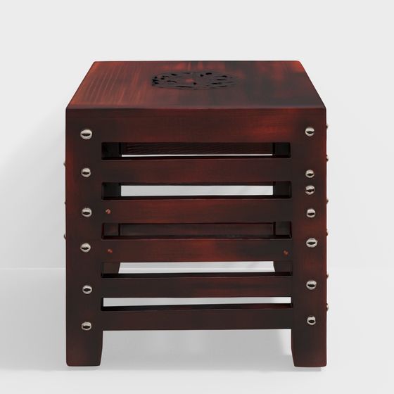 Vintage Wooden Stool 3D model