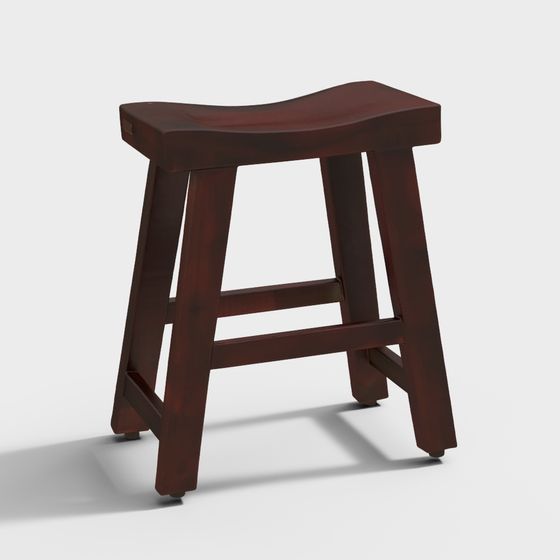 Stylish Low-Poly Wooden Stool 3D model