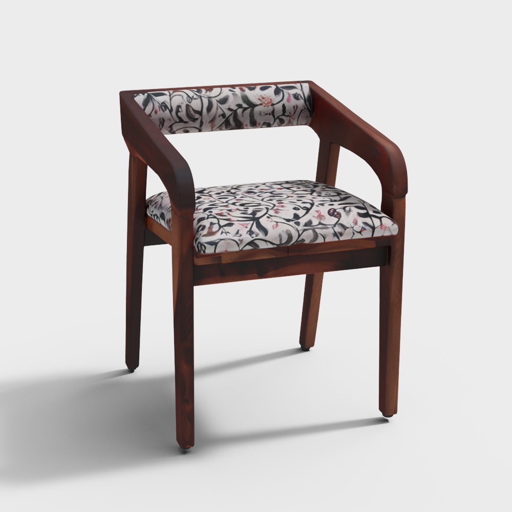 Vintage-Inspired Chair 3D Model – Detailed Wooden Frame