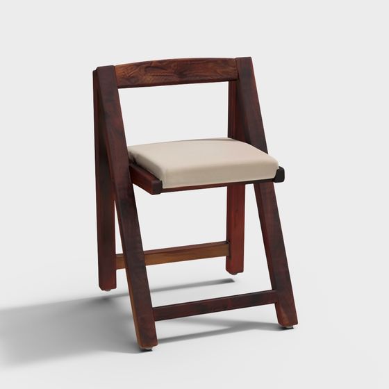 Vintage Wooden Folding Chair 3D model