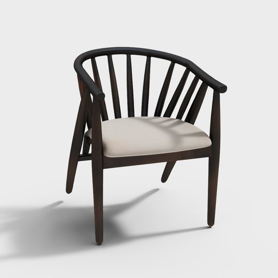 Stylish Fan-Shaped Chair 3D model