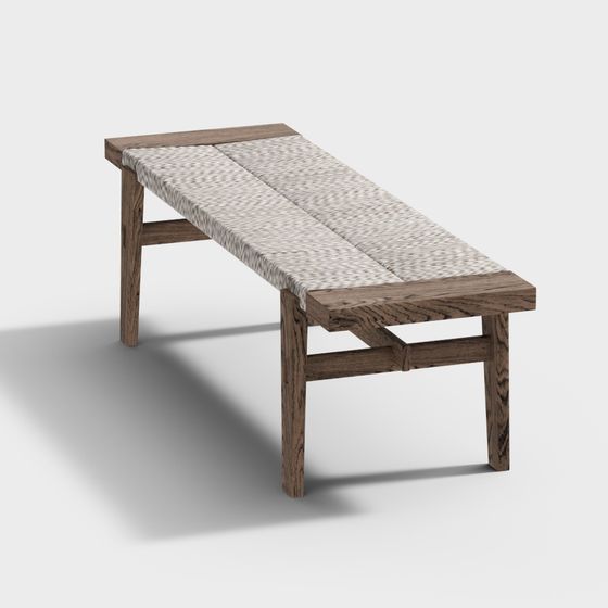 Rustic Wooden Bench 3D model