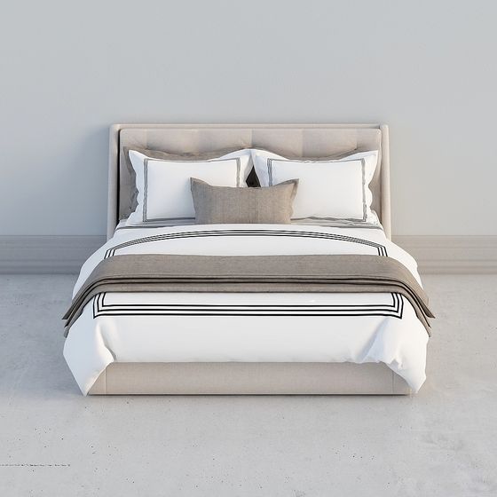 Modern Minimalist 3D Bed Model for Elegant Interiors