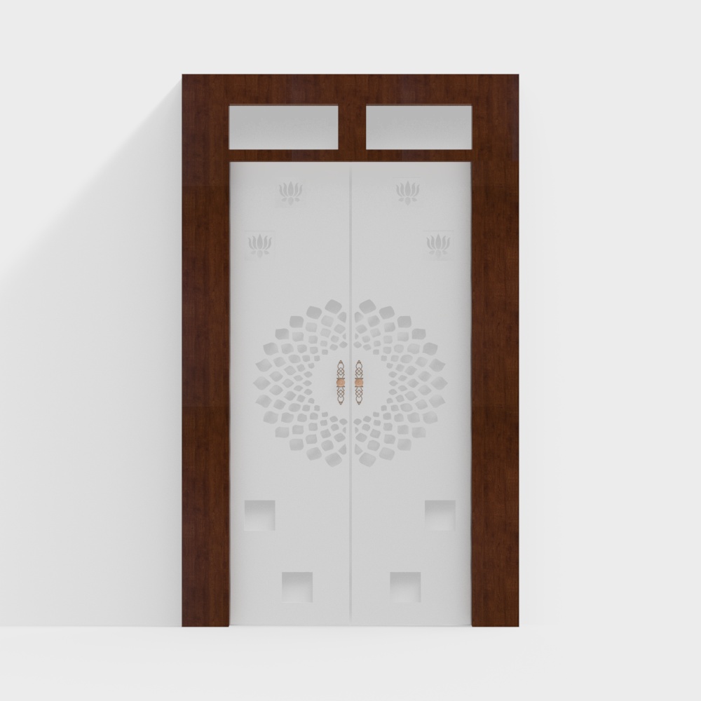 Pooja Door Wood with White Panel