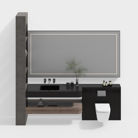 Stylish Bathroom Cabinet 3D Model