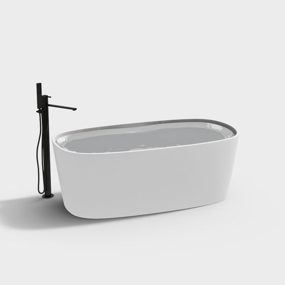 Sleek Minimalist Bathtub 3D model for Modern Spaces