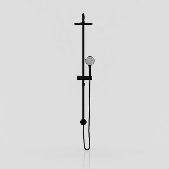Elegant Black Shower System 3D model for Modern Interiors