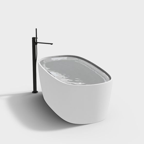 Stylish Minimalist Bathtub 3D model for Modern Spaces
