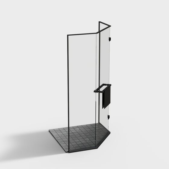 Stylish Glass Shower Stall 3D model