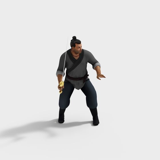 Low Poly Samurai 3D Model for Game Development