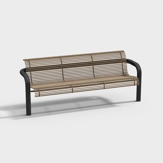 Elegant Scandinavian Park Bench 3D model
