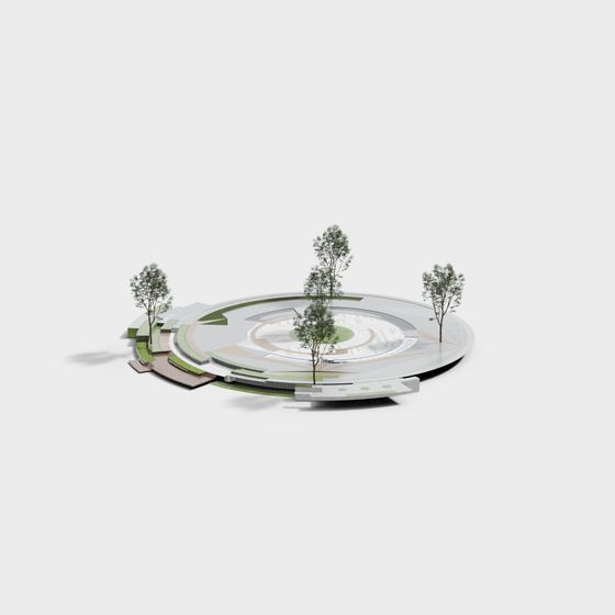 Tranquil Circular Plaza 3D model for Urban Spaces