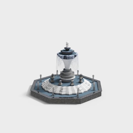 Elegant Low-Polygon Fountain 3D Model