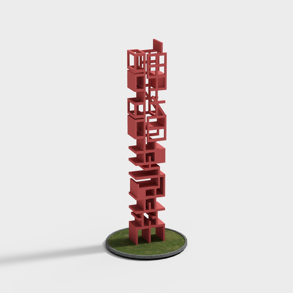 Urban Forest 3D model - A Marvel of Red Cubes