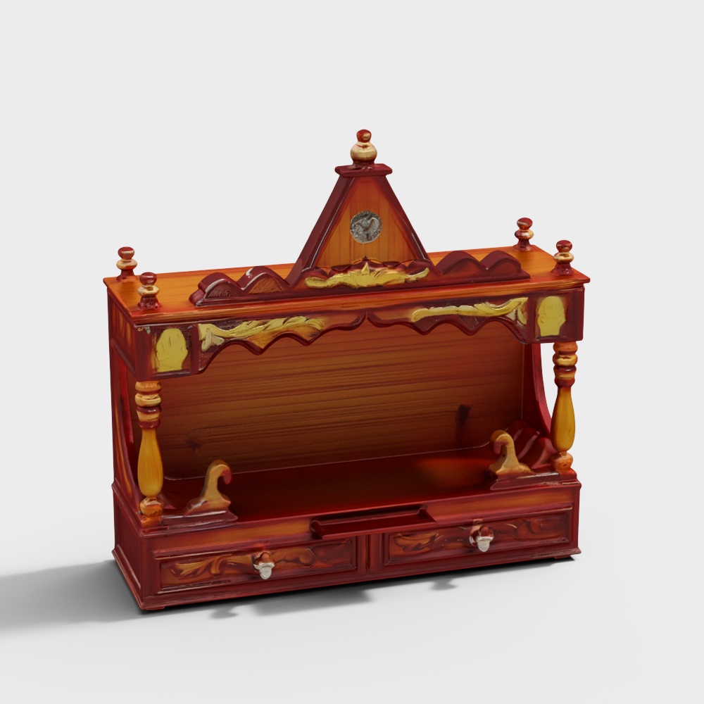 SukhatMan Large Wall Mount Pooja Mandir Without Door