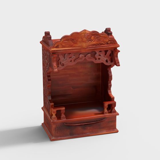 Elegant Chinese Carved Folding Screen 3D model