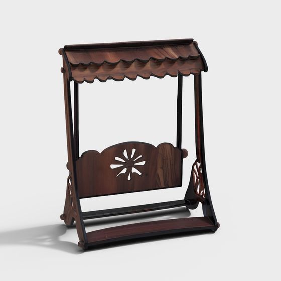 Charming Wooden Swing 3D model for Serene Spaces