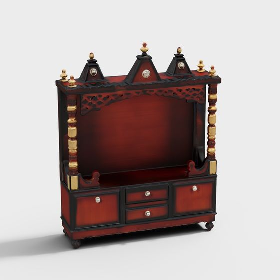 Vintage TV Cabinet Low Polygon 3D Model