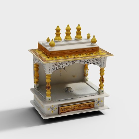 Elegant Low-Poly Eastern Architecture 3D model