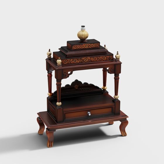 Vintage Wooden Display Rack 3D model