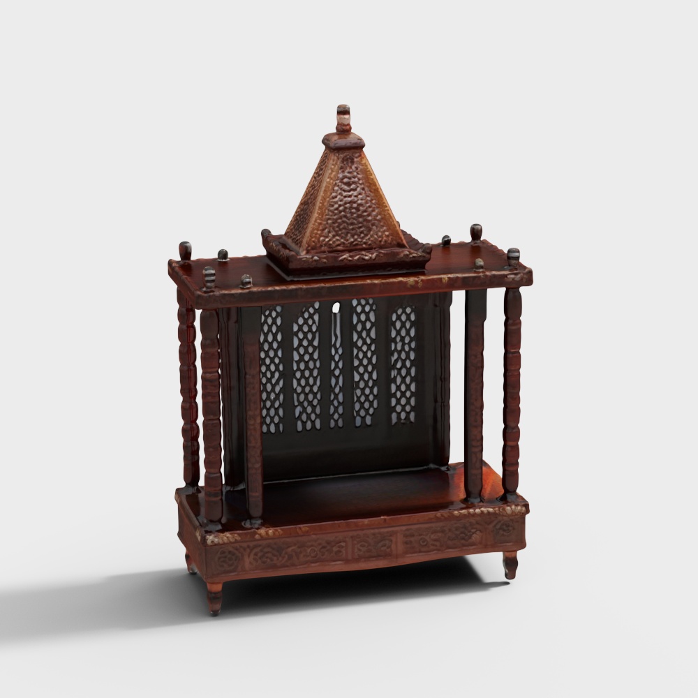Diya Solid Wood Free Standing Prayer Unit in Melam