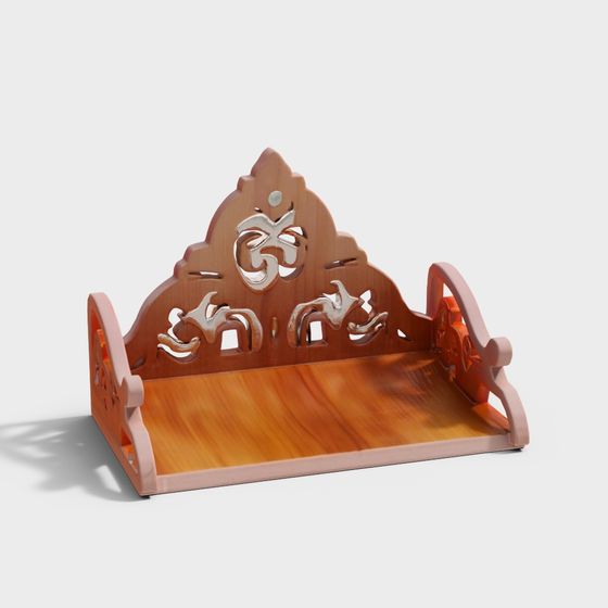 Elegant Low-Poly Wooden Bookshelf 3D model