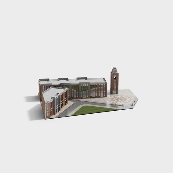 Urban Square Low-Poly 3D model