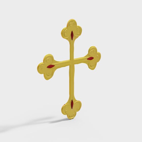 Elegant Golden Cross 3D Model for Creative Projects