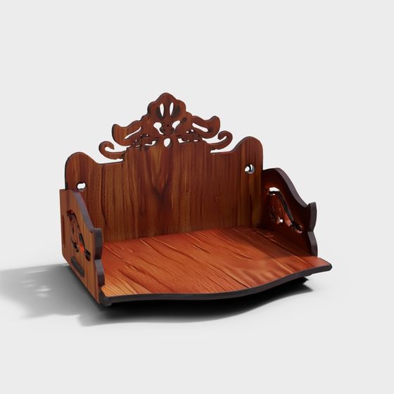 Elegant Wooden Bed Frame 3D model