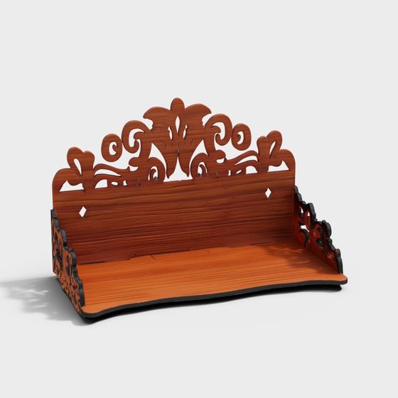 Elegant Wood Carved Chair 3D model for Interior Design