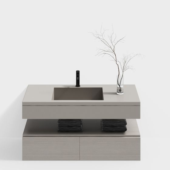 Modern Minimalist Bathroom Vanity 3D Model