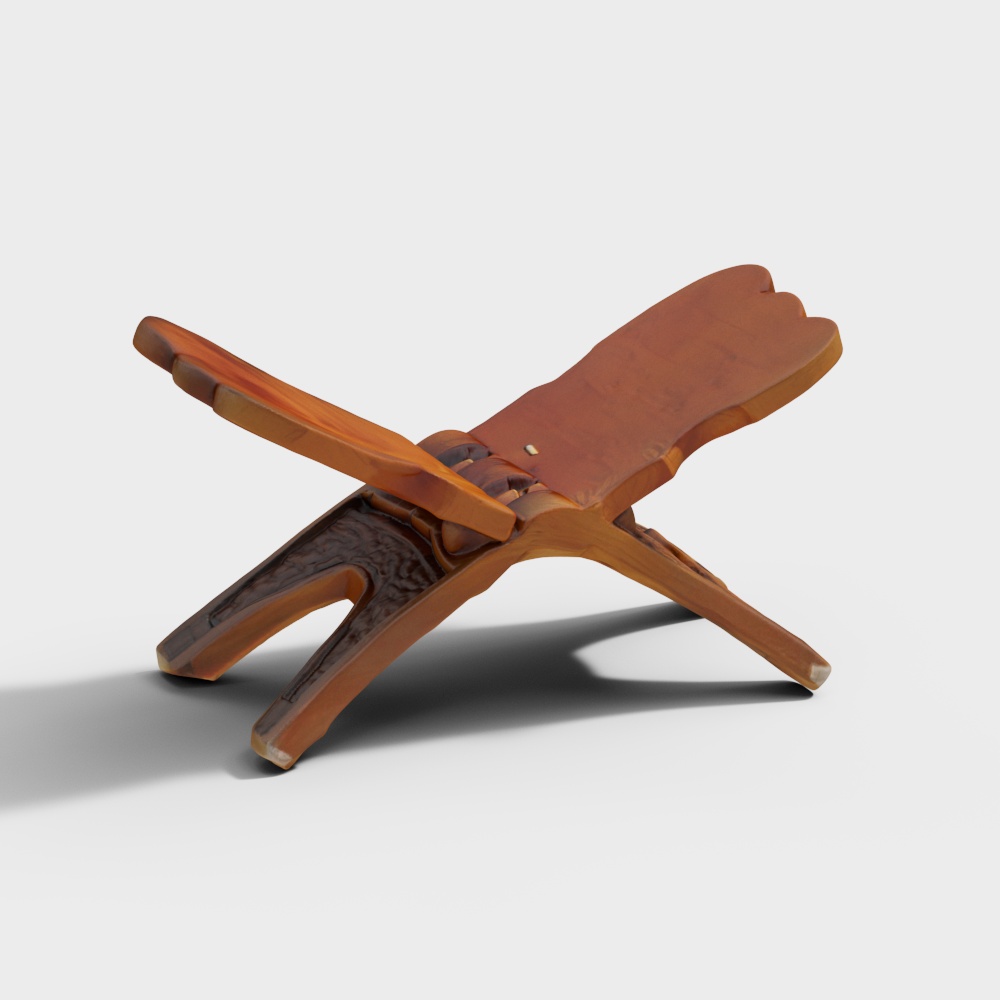 Vintage Wooden Folding Chair 3D model