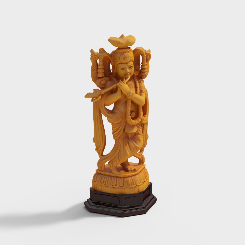 Krishna Statue - Wooden Hindu Deity Gift Idol for Home