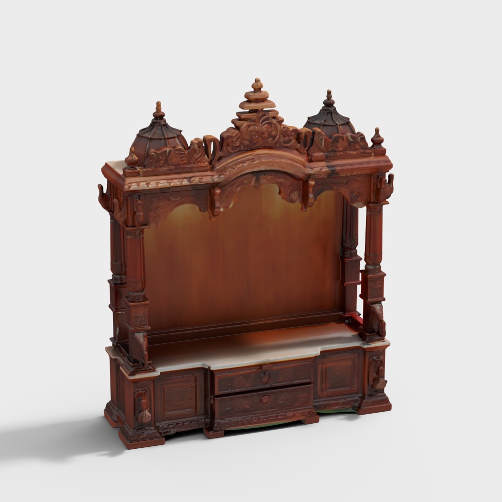 Antique Finish Wooden Pooja Mandir for Home