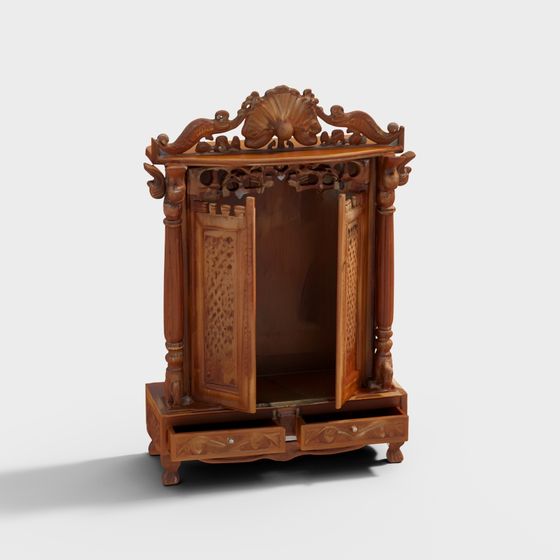 Elegant Low-Poly Chinese Furniture 3D Model