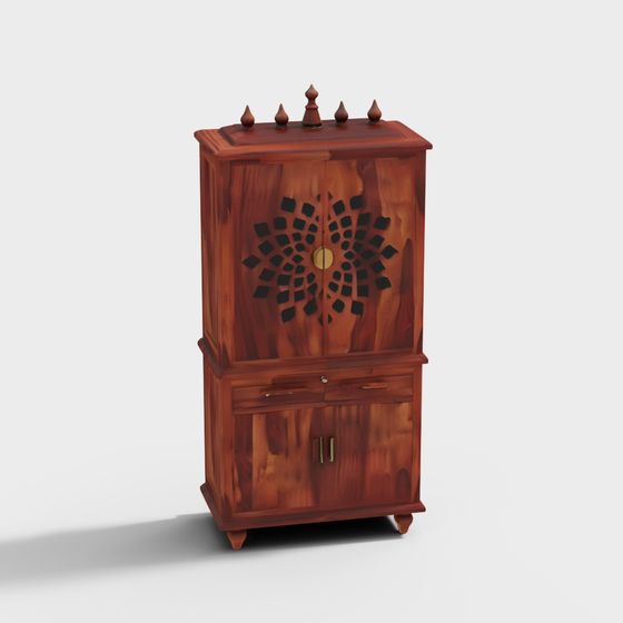 Vintage Wooden TV Cabinet 3D model