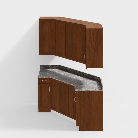 Stylish Low-Poly Kitchen Cabinet 3D model