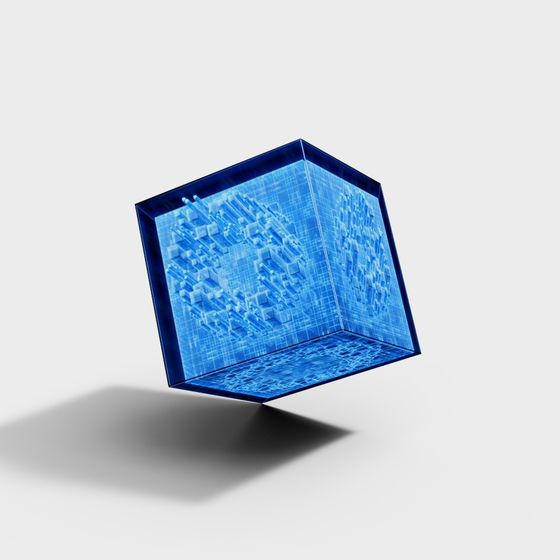 Futuristic Cube Blueprint 3D model
