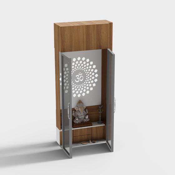Elegant Indian Altar Cabinet 3D model for Sacred Spaces