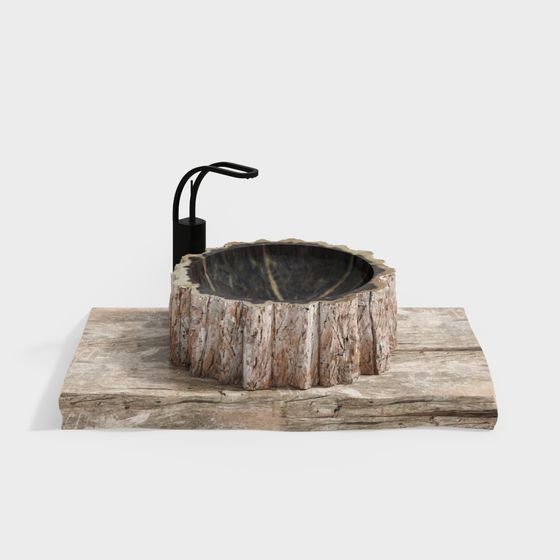 Unique Stump Sink 3D model for Modern Spaces