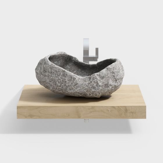 Rock Basin 3D Model - Nature Meets Art