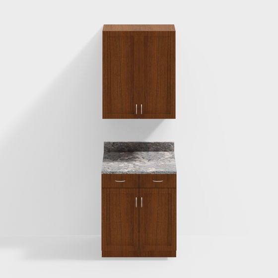 Minimalist Kitchen Cabinet Set 3D model