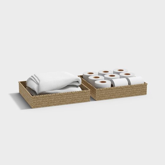 Rattan Storage Baskets 3D model