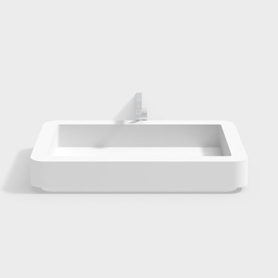 Minimalist Square Sink 3D model for Interior Design