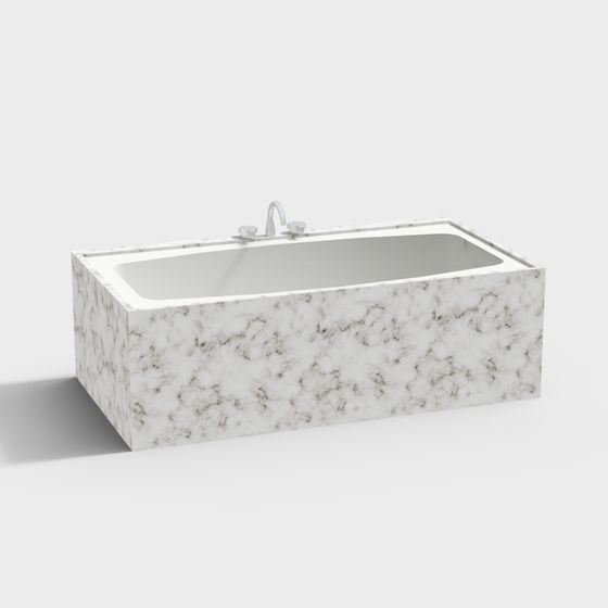 Elegant Marble Bathtub 3D model for Modern Interiors
