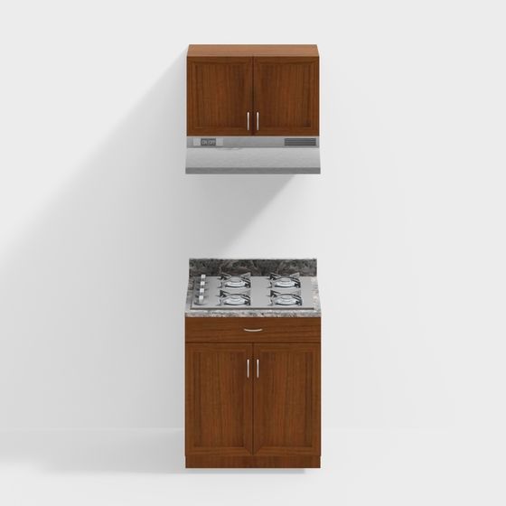 Modern 3D Kitchen Set Model for Interior Design