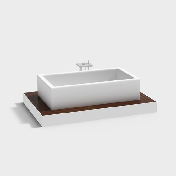 Minimalist 3D Bathtub Model for Modern Interiors