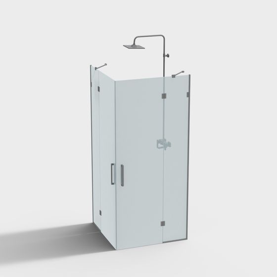 Elegant Glass Shower Cubicle 3D model for Modern Spaces